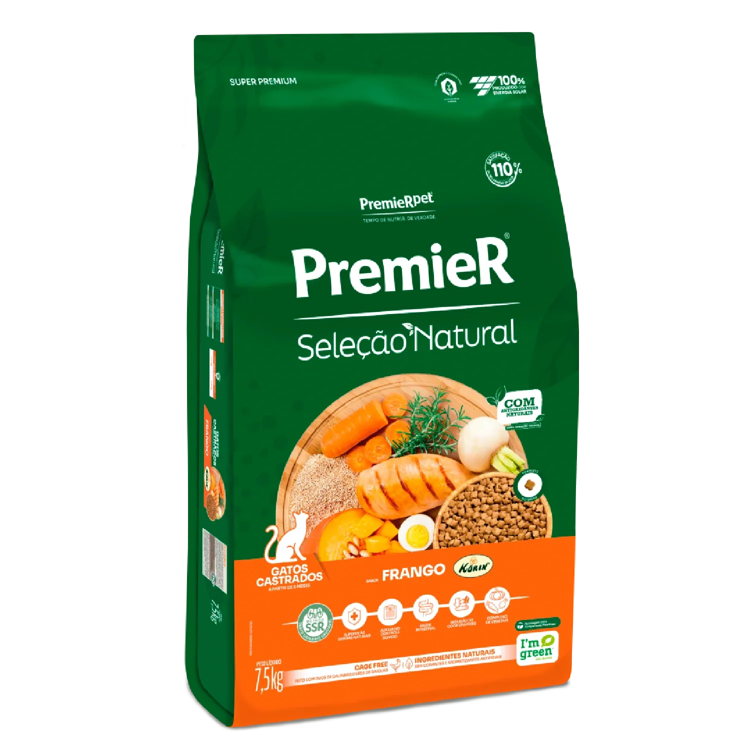 Ração Premier Seleção Natural Gatos Castrados Frango Korin